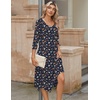 Zeagoo Midi Dresses Women 2026 Dress 3/4 Sleeve Casual Dresses with Pockets A Line Summer Beach Sundress(Blue Floral)