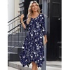 Zeagoo Midi Dresses Women 2026 Dress 3/4 Sleeve Casual Dresses with Pockets A Line Summer Beach Sundress(Blue Flower)