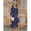 Zeagoo Midi Dresses Women 2026 Dress 3/4 Sleeve Casual Dresses with Pockets A Line Summer Beach Sundress(Blue Flower)