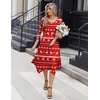 Zeagoo Midi Dresses Women 2026 Dress 3/4 Sleeve Casual Dresses with Pockets A Line Summer Beach Sundress(Christmas Elk)