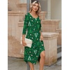 Zeagoo Midi Dresses Women 2026 Dress 3/4 Sleeve Casual Dresses with Pockets A Line Summer Beach Sundress(Christmas Green)