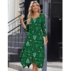 Zeagoo Midi Dresses Women 2026 Dress 3/4 Sleeve Casual Dresses with Pockets A Line Summer Beach Sundress(Christmas Green)