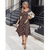Zeagoo Midi Dresses Women 2026 Dress 3/4 Sleeve Casual Dresses with Pockets A Line Summer Beach Sundress(Coffee)