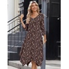 Zeagoo Midi Dresses Women 2026 Dress 3/4 Sleeve Casual Dresses with Pockets A Line Summer Beach Sundress(Coffee)