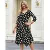 Zeagoo Midi Dresses Women 2026 Dress 3/4 Sleeve Casual Dresses with Pockets A Line Summer Beach Sundress(Daisy)