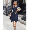 Zeagoo Midi Dresses Women 2026 Dress 3/4 Sleeve Casual Dresses with Pockets A Line Summer Beach Sundress(Dark Blue)
