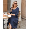 Zeagoo Midi Dresses Women 2026 Dress 3/4 Sleeve Casual Dresses with Pockets A Line Summer Beach Sundress(Dark Blue)