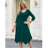 Zeagoo Midi Dresses Women 2026 Dress 3/4 Sleeve Casual Dresses with Pockets A Line Summer Beach Sundress(Dark Green)