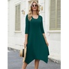 Zeagoo Midi Dresses Women 2026 Dress 3/4 Sleeve Casual Dresses with Pockets A Line Summer Beach Sundress(Dark Green)