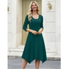 Zeagoo Midi Dresses Women 2026 Dress 3/4 Sleeve Casual Dresses with Pockets A Line Summer Beach Sundress(Dark Green)