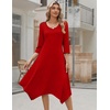 Zeagoo Midi Dresses Women 2026 Dress 3/4 Sleeve Casual Dresses with Pockets A Line Summer Beach Sundress(Der)