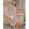 Zeagoo Midi Dresses Women 2026 Dress 3/4 Sleeve Casual Dresses with Pockets A Line Summer Beach Sundress(Floral Apricot)