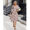 Zeagoo Midi Dresses Women 2026 Dress 3/4 Sleeve Casual Dresses with Pockets A Line Summer Beach Sundress(Floral Apricot)