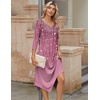 Zeagoo Midi Dresses Women 2026 Dress 3/4 Sleeve Casual Dresses with Pockets A Line Summer Beach Sundress(Floral Purple)