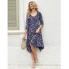 Zeagoo Midi Dresses Women 2026 Dress 3/4 Sleeve Casual Dresses with Pockets A Line Summer Beach Sundress(Flower Branch)
