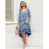 Zeagoo Midi Dresses Women 2026 Dress 3/4 Sleeve Casual Dresses with Pockets A Line Summer Beach Sundress(Gradient Blue)