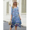 Zeagoo Midi Dresses Women 2026 Dress 3/4 Sleeve Casual Dresses with Pockets A Line Summer Beach Sundress(Gradient Blue)