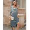 Zeagoo Midi Dresses Women 2026 Dress 3/4 Sleeve Casual Dresses with Pockets A Line Summer Beach Sundress(Green Floral)
