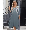Zeagoo Midi Dresses Women 2026 Dress 3/4 Sleeve Casual Dresses with Pockets A Line Summer Beach Sundress(Green Floral)