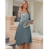 Zeagoo Midi Dresses Women 2026 Dress 3/4 Sleeve Casual Dresses with Pockets A Line Summer Beach Sundress(Green Floral)