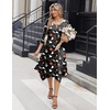 Zeagoo Midi Dresses Women 2026 Dress 3/4 Sleeve Casual Dresses with Pockets A Line Summer Beach Sundress(Halloween Black)