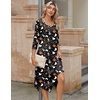 Zeagoo Midi Dresses Women 2026 Dress 3/4 Sleeve Casual Dresses with Pockets A Line Summer Beach Sundress(Halloween Black)