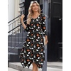 Zeagoo Midi Dresses Women 2026 Dress 3/4 Sleeve Casual Dresses with Pockets A Line Summer Beach Sundress(Halloween Black)