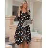 Zeagoo Midi Dresses Women 2026 Dress 3/4 Sleeve Casual Dresses with Pockets A Line Summer Beach Sundress(Halloween Black)