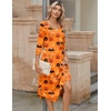 Zeagoo Midi Dresses Women 2026 Dress 3/4 Sleeve Casual Dresses with Pockets A Line Summer Beach Sundress(Halloween Pumpkin)