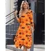 Zeagoo Midi Dresses Women 2026 Dress 3/4 Sleeve Casual Dresses with Pockets A Line Summer Beach Sundress(Halloween Pumpkin)