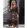 Zeagoo Midi Dresses Women 2026 Dress 3/4 Sleeve Casual Dresses with Pockets A Line Summer Beach Sundress(Mz770)