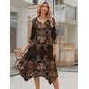 Zeagoo Midi Dresses Women 2026 Dress 3/4 Sleeve Casual Dresses with Pockets A Line Summer Beach Sundress(Mz770)