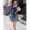 Zeagoo Midi Dresses Women 2026 Dress 3/4 Sleeve Casual Dresses with Pockets A Line Summer Beach Sundress(Navy Blue Floral)