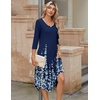 Zeagoo Midi Dresses Women 2026 Dress 3/4 Sleeve Casual Dresses with Pockets A Line Summer Beach Sundress(Navy Blue Floral)