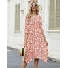 Zeagoo Midi Dresses Women 2026 Dress 3/4 Sleeve Casual Dresses with Pockets A Line Summer Beach Sundress(Pink Floral)
