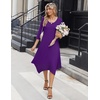 Zeagoo Midi Dresses Women 2026 Dress 3/4 Sleeve Casual Dresses with Pockets A Line Summer Beach Sundress(Purple)