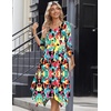Zeagoo Midi Dresses Women 2026 Dress 3/4 Sleeve Casual Dresses with Pockets A Line Summer Beach Sundress(Red Blue)