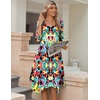 Zeagoo Midi Dresses Women 2026 Dress 3/4 Sleeve Casual Dresses with Pockets A Line Summer Beach Sundress(Red Blue)