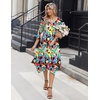 Zeagoo Midi Dresses Women 2026 Dress 3/4 Sleeve Casual Dresses with Pockets A Line Summer Beach Sundress(Red Blue)