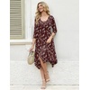 Zeagoo Midi Dresses Women 2026 Dress 3/4 Sleeve Casual Dresses with Pockets A Line Summer Beach Sundress(Red Printing)