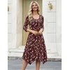 Zeagoo Midi Dresses Women 2026 Dress 3/4 Sleeve Casual Dresses with Pockets A Line Summer Beach Sundress(Red Printing)