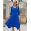 Zeagoo Midi Dresses Women 2026 Dress 3/4 Sleeve Casual Dresses with Pockets A Line Summer Beach Sundress(Royal Blue)
