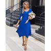 Zeagoo Midi Dresses Women 2026 Dress 3/4 Sleeve Casual Dresses with Pockets A Line Summer Beach Sundress(Royal Blue)