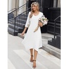 Zeagoo Midi Dresses Women 2026 Dress 3/4 Sleeve Casual Dresses with Pockets A Line Summer Beach Sundress(White)