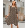 Zeagoo Midi Dresses Women 2026 Dress 3/4 Sleeve Casual Dresses with Pockets A Line Summer Beach Sundress(Xh526)