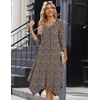 Zeagoo Midi Dresses Women 2026 Dress 3/4 Sleeve Casual Dresses with Pockets A Line Summer Beach Sundress(Xh526)