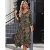 Zeagoo Midi Dresses Women 2026 Dress 3/4 Sleeve Casual Dresses with Pockets A Line Summer Beach Sundress(Yg28)