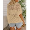 Zeagoo Short Sleeve Crochet Sweater Lightweight Summer Tops Beach Cover Ups(A_light Khaki)