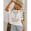 Zeagoo Short Sleeve Crochet Sweater Lightweight Summer Tops Beach Cover Ups(A-white)