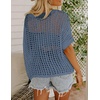 Zeagoo Short Sleeve Crochet Sweater Lightweight Summer Tops Beach Cover Ups(Blue)